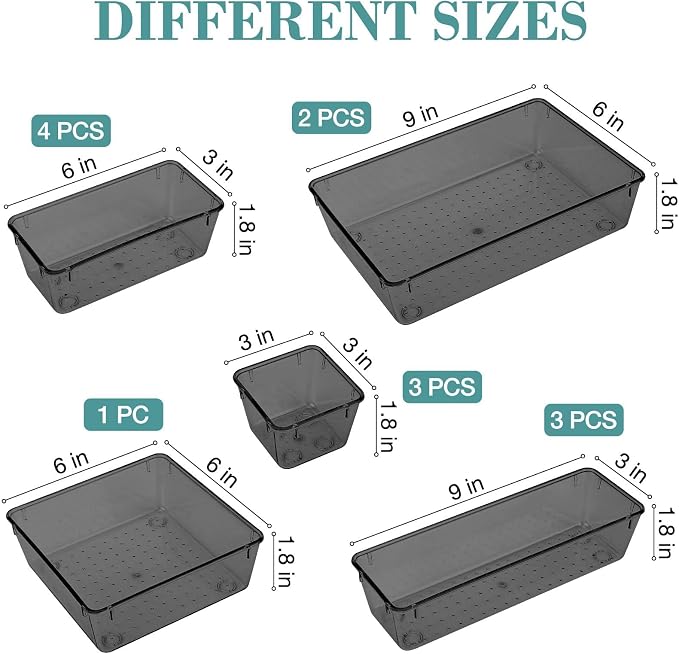 13 PCS Drawer Organizer Set, 5 Varied Size Bathroom and kitchen Drawer cabinet - Image 2