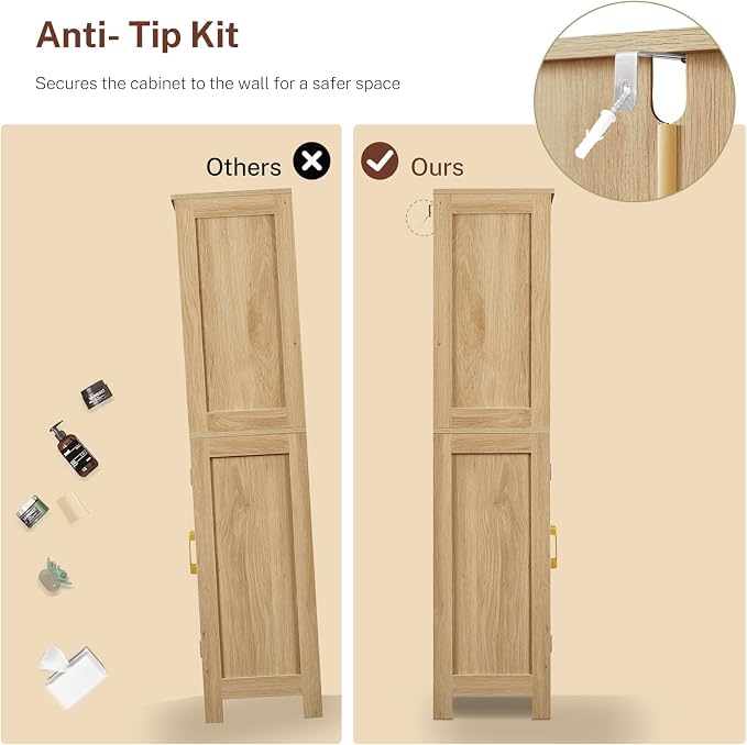 Iwell Tall Storage Cabinet, Fluted Cabinet - Image 9