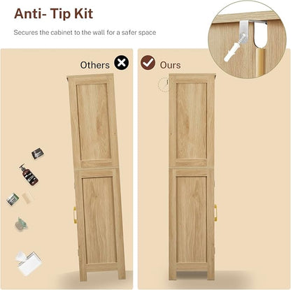 Iwell Tall Storage Cabinet, Fluted Cabinet - Image 9
