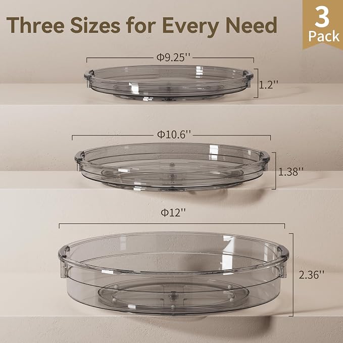 LAMU 3 Pack Lazy Susan Organizer Turntable - Image 6