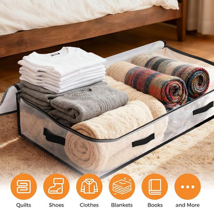 4 Pack Under Bed Storage Bags, 90L Foldable Clear Storage Containers - Image 4