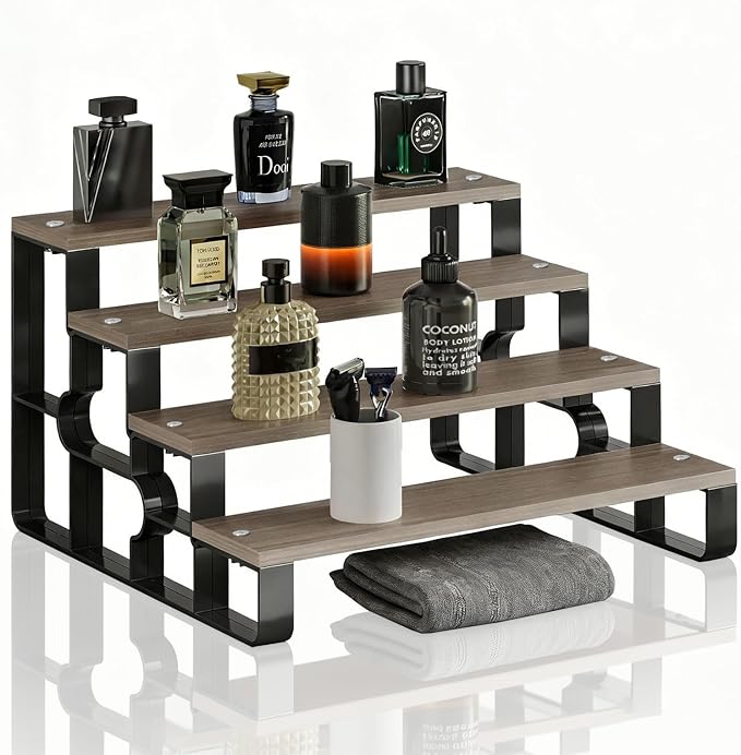 4 Tier Cologne Organizer for Men, Wooden Perfume Organizer Stand, Waterproof by USHARP