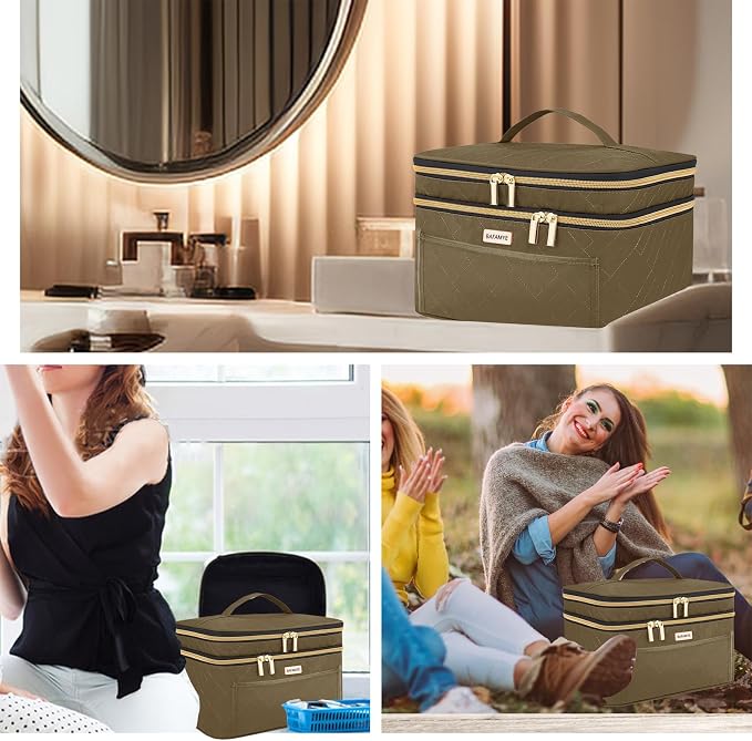 Makeup Bag Women, 8.8L Large Cosmetic Train Case, Make up Bags Organizer Box - Image 5