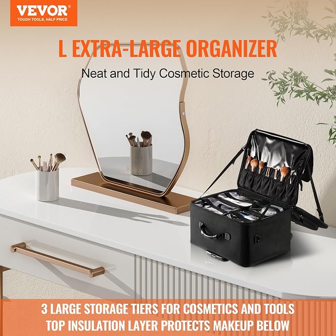 VEVOR Makeup Train Case Professional Makeup Storage Organizer Box Make Up - Image 2
