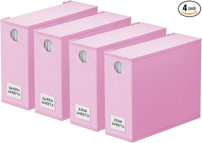 SpaceAid 4 Pack Bed Sheet Organizers and Storage, Foldable Sheet Organizer by SpaceAid