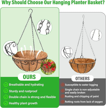 2 Pack 12 Inch Metal Hanging Baskets - Image 4