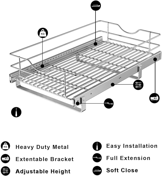 Pull Out Cabinet Organizer, Soft Close Pull Out Cabient Drawer, Slide Out - Image 3