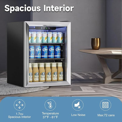 1.7 Cu.Ft Mini Fridge for 76 Cans, Beverage Refrigerator - Image 5