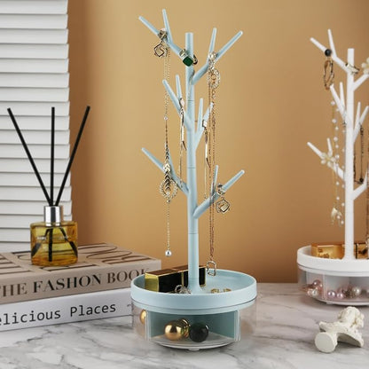 Branch Jewelry Rack With Rotatable Base and Storage Box Tree Tower Rack Hanging - Image 2