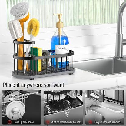 Kitchen Sink Organizer with Sponge Holder & Brush Holder - Image 3
