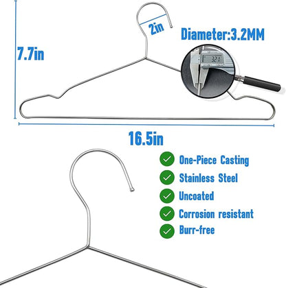 Wire Hangers 40 Pack, Heavy Duty, Space Saving, Stainless Steel, 16.5inches - Image 6