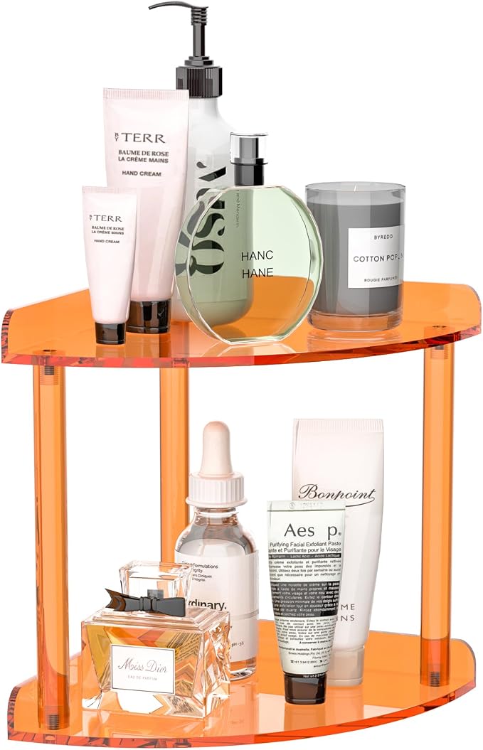 2 Tier Countertop Corner Organizer Shelf 7x7x8 Inch, Vanity Storage by Sezanrpt