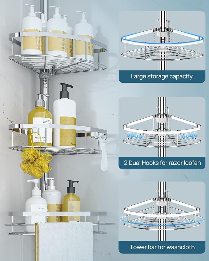 SEIRIONE Rustproof Shower Corner Caddy Organizer - Image 5