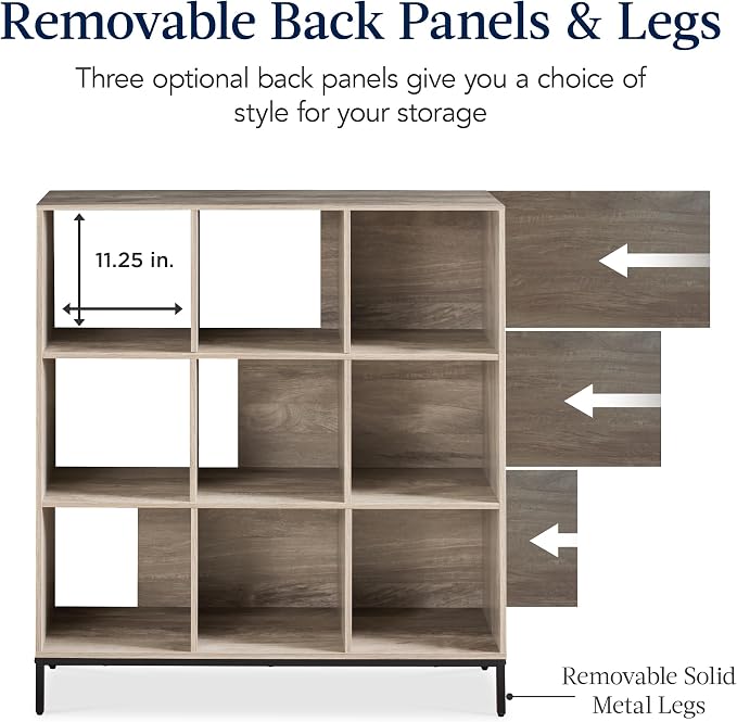 Best Choice Products 9-Cube Bookshelf, 3-Tier Wood Storage Bookcase W/Legs - Image 7