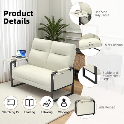 Faux Leather Loveseat, Upholstered Loveseat - Image 8
