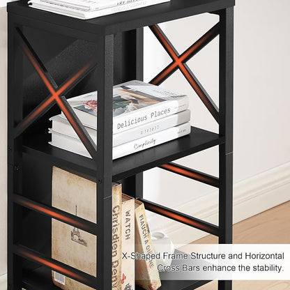 Small Bookshelf, 3 Tier Industrial Bookcase - Image 7