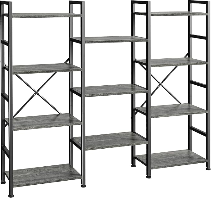 SUPERJARE Triple Bookshelf, Bookcase by SUPERJARE