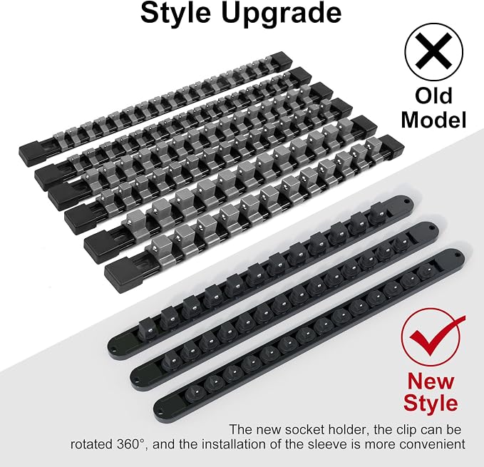 FivePears 3PCS 360° Socket Organizer Twist Lock, 3/8 1/4 1/2 Socket Storage - Image 6