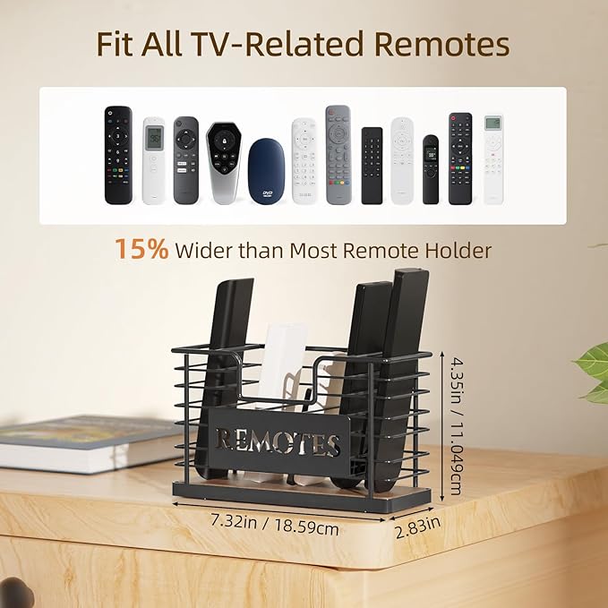 Remote Control Holder, 5-Slot TV Remote Holder Wall Mount, Universal Remote - Image 2