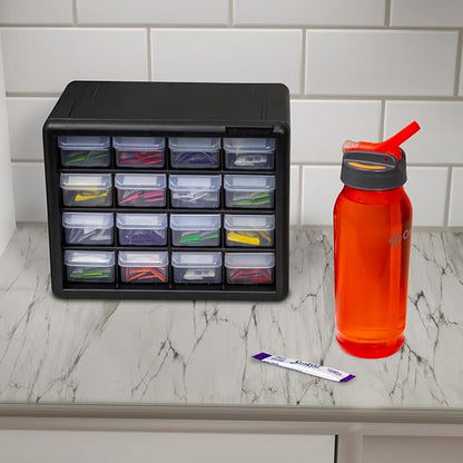 Akro-Mils 16-Drawer Plastic Storage Cabinet, 10.5"W x 6.5"D x 8.5"H, Makeup - Image 2