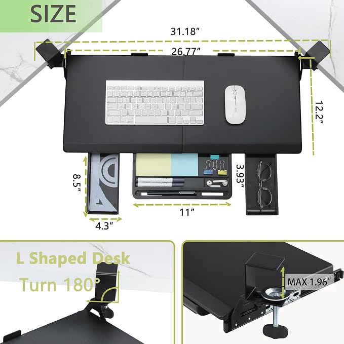ETHU Keyboard Tray Under Desk, Ergonomic Corner Keyboard Tray - Image 3