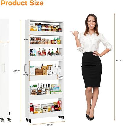 Slim Storage Cart, Lightweight 6 Tier Metal Rolling Utility Kitchen Cart on - Image 7
