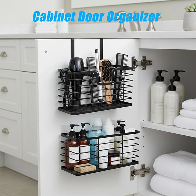 Nicunom Hair Dryer Holder, 3 in 1 Hair Tool Organizer Wall Mounted/Cabinet Door - Image 7