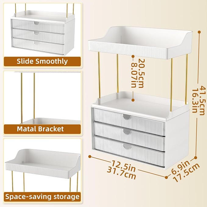 2 Sets Makeup Organizer – 5 Tier Bathroom Organizers and Storage, Versatile - Image 2