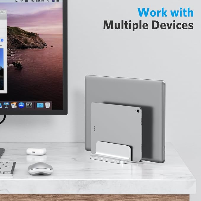 OMOTON Vertical Laptop Stand, Desktop Aluminum Mac Book Stand - Image 8