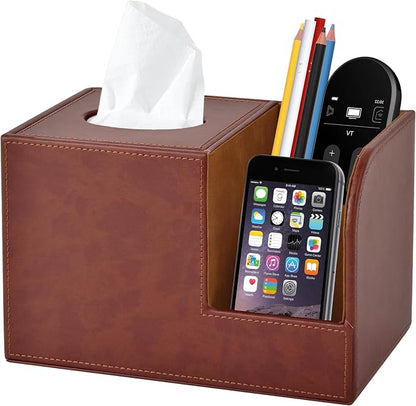 PU Leather Square Tissue Box Cover, Tissue Box by XNONE