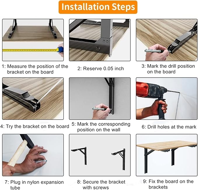 TORACK 24" Folding Shelf Brackets Heavy Duty Shelf Bracket Wall Mounted - Image 6