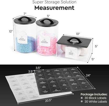 Laundry Pod Storage Container Set | Two 3L Glass Jars & One Acrylic Dryer Sheet - Image 8