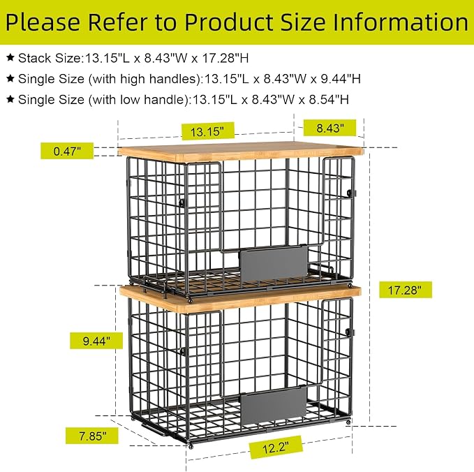 2-Pack Stackable Wire Baskets - Image 3