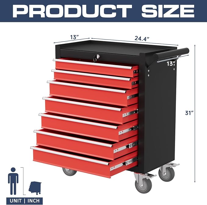 7-Drawer Tool Chest, Rolling Tool Cart - Image 3