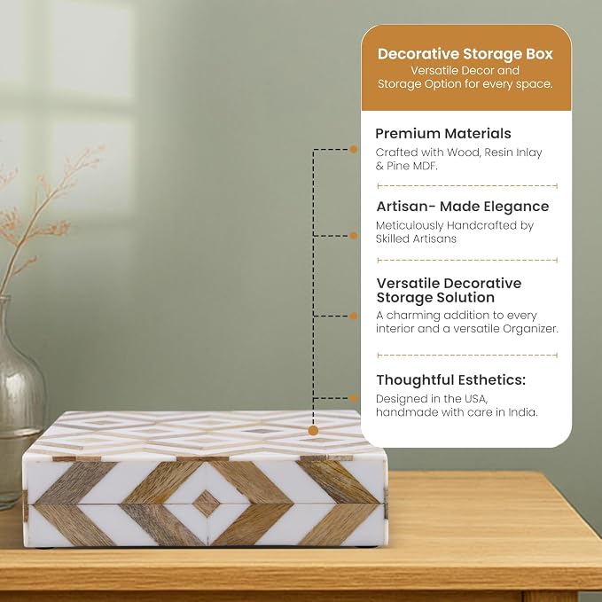 Handicrafts Home White Decorative Storage Box - Image 4