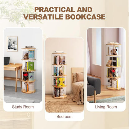 TAKEKIT 360° Rotating Bookshelf, 4-Tier Spinning Book Shelf Tower - Image 6