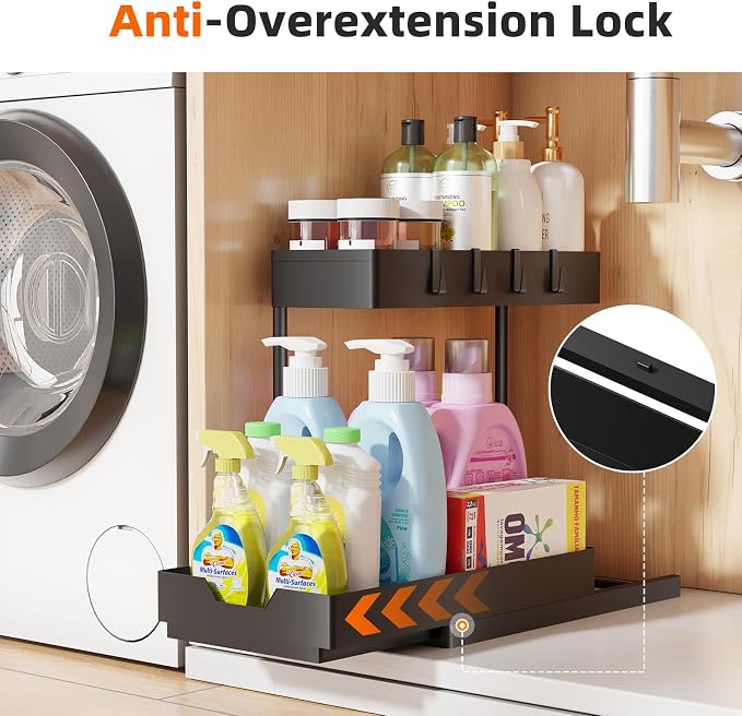 Simple Trending Under Sink Organizer 2 Pack, L-Shaped Sink Pull-Out Sliding - Image 5
