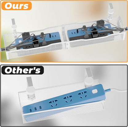 Under Desk Cable Management Tray, No Drill Steel Desk Cable Organizers - Image 2