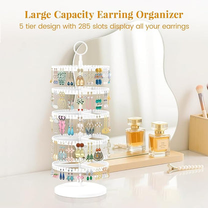 EsLuker.ly Earring Holder Organizer Rotating Stud Display Tree Rack, 5 Tier | - Image 6