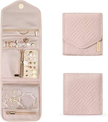 BAGSMART Travel Jewelry Organizer Case Foldable Small Jewelry Roll by BAGSMART