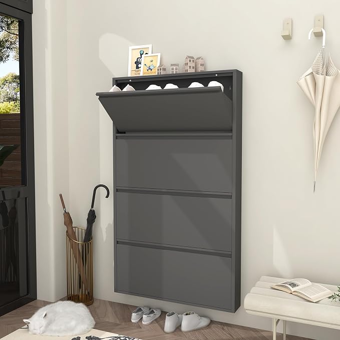 GREATMEET Black Shoe Cabinet Storage by GREATMEET