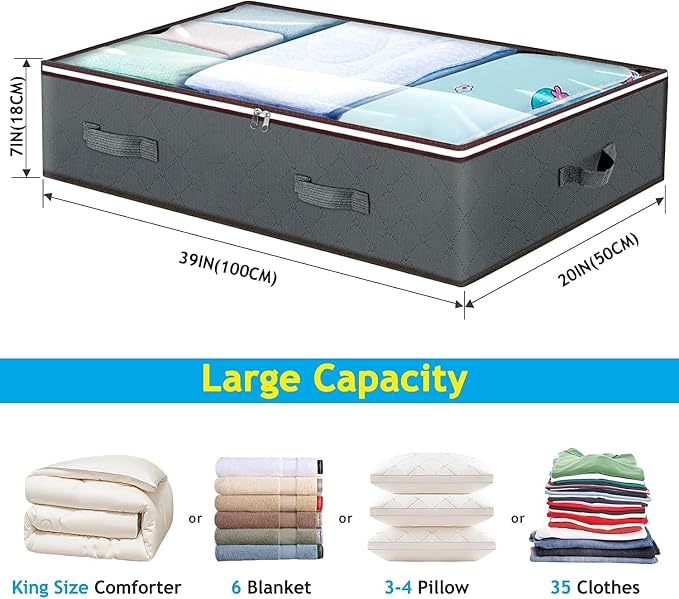 90L Under Bed Storage Containers, Underbed Toy Organizers and Clothing Storage - Image 2