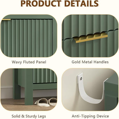 YOMILUVE Fluted Shoe Storage Cabinet - Image 7