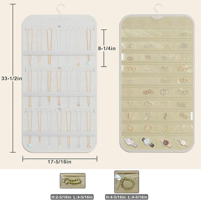 Hanging Jewelry Organizer Storage, 40 Pockets 36 Hooks Necklace Earring - Image 4