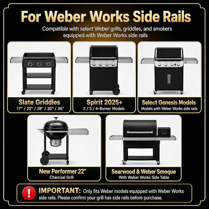 QuliMetal Grill Organizer Kit for Weber Works – Rail‑Mounted Grill Accessory Set - Image 3