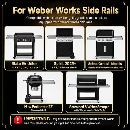 QuliMetal Grill Organizer Kit for Weber Works – Rail‑Mounted Grill Accessory Set - Image 3