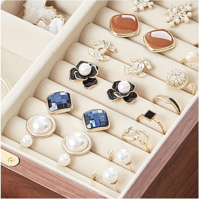 Black Walnut Wooden Jewelry Box Women large 5 Layer Drawer Wood Organizer Box - Image 6