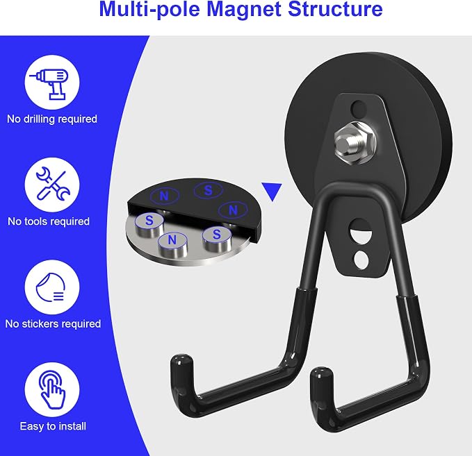 Heavy Duty Storage Magnetic Utility Hooks Large Garage Magnet Hooks - Image 4