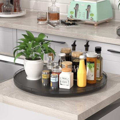 21" Oak Wooden Lazy Susan Turntable - Image 4
