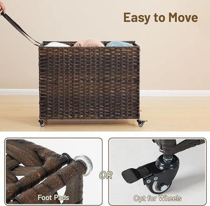 Laundry Hamper with Wheels, 52.8 Gallon Rolling Laundry Basket with Lid - Image 8